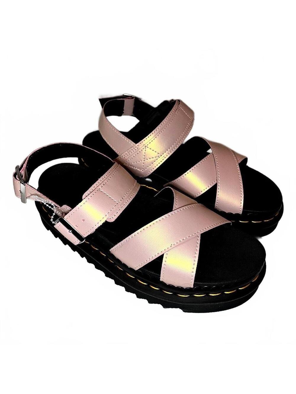 Dr. Martens Voss II Pink Leather Platform Sandals Size 8 US